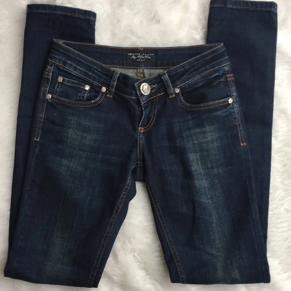 Philipp Plein slim skinny jeans dark wash distress - Picture 3 of 8